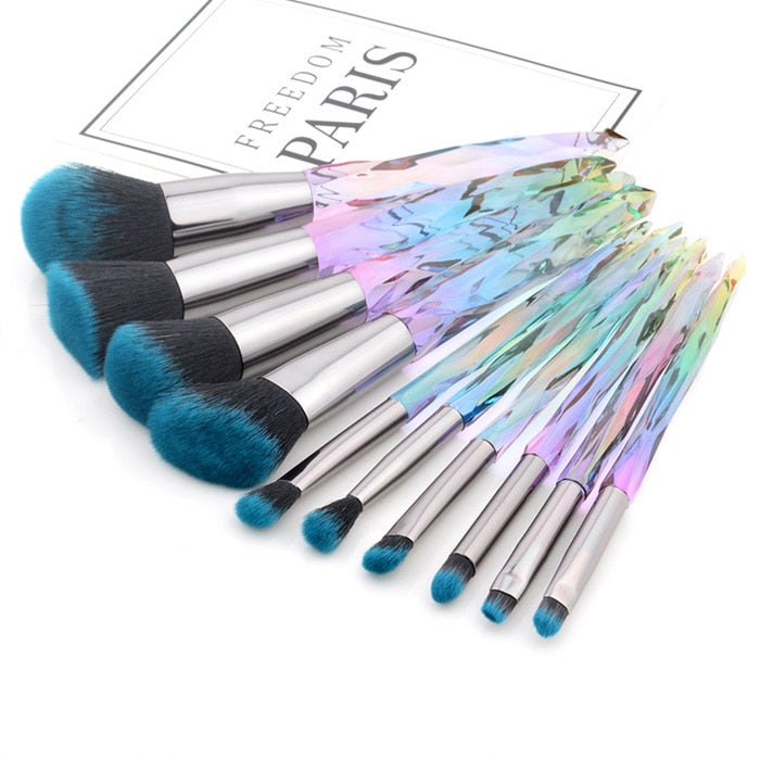 FLD Diamond makeup brushes Set Cosmetic Blush brush Powder Foundation Brush Eye Shadow Lip Eyebrow  Makeup Kit Brushes