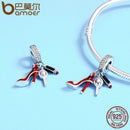 BAMOER 100% 925 Sterling Silver Women Shoes, Mirror Makeup Pendant Charm fit Women Bracelet DIY Jewelry Women Gift SCC457