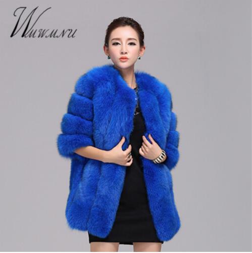 Fashion Luxury Faux Fox Fur Coat Women Plus Size S-4XL Winter Coat Thick Warm Fake Furry Fur Jacket Coats chaqueta mujer