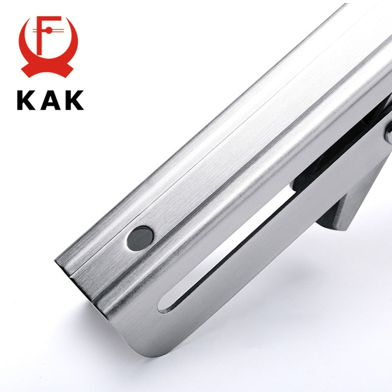 KAK 2PCS Folding Triangle Bracket Stainless Steel Shelf Support Adjustable Shelf Holder Wall Mounted Bench Table Shelf Hardware