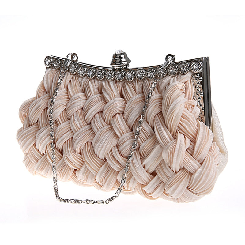 Hot spring Evening bag weave clutch bags woman handbag Silk Elegant Dinner Ladies&