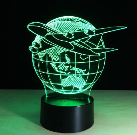 Lámpara de mesa LED de luz 3D con Control remoto táctil, bombilla de ilusión óptica, luz nocturna, 7 colores cambiantes, lámpara de estado de ánimo, lámpara USB