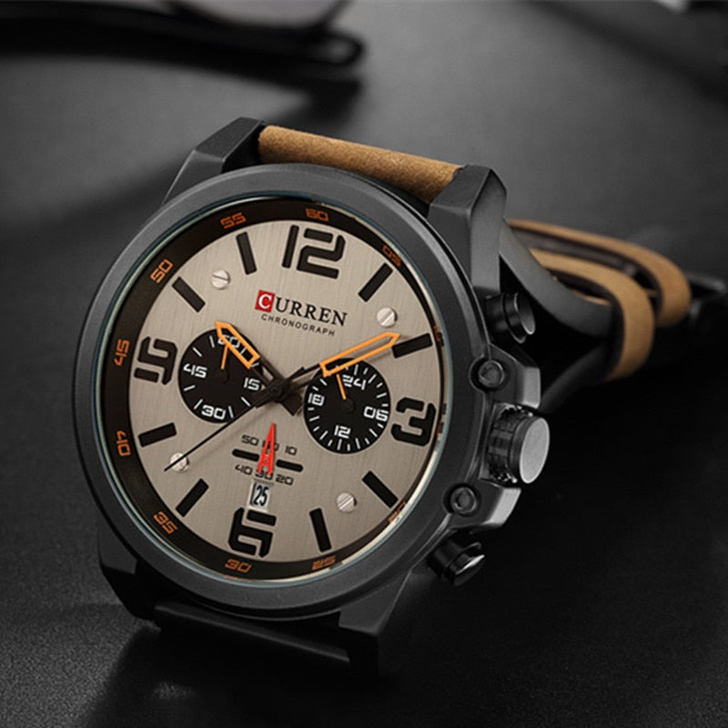 Neue Herrenuhr CURREN Top-Marke Luxus Herren Quarz Armbanduhren Herren Leder Militär Datum Sportuhren Relogio Masculino