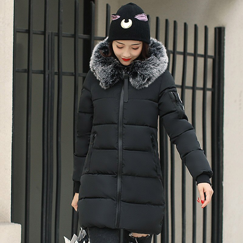 2021 new hooded loose long women winter jacket with fur collar warm thick parka cotton padded female fashion womens coat parkas