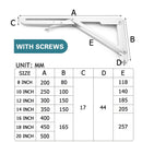 NAIERDI 2PCS Folding Angle Bracket 8-20 Inch Triangle Shelf Heavy Support Adjustable Wall Mounted Bench Table Furniture Hardware