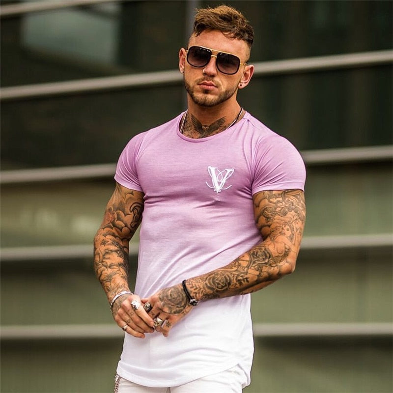 2019 Neue Marke Kleidung Turnhallen Enge Baumwolle T-Shirt Herren Fitness T-Shirt Homme Turnhallen T-Shirt Männer Fitness Sommer T-Shirts Tops