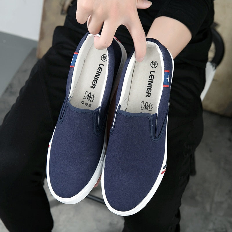 Herren Segeltuchschuhe Einfache Casual Herren Loafers 2019 Herbst Hochwertige Anti-Rutsch Bequeme Vulkanisierte Schuhe Man Flats Größe 35-47