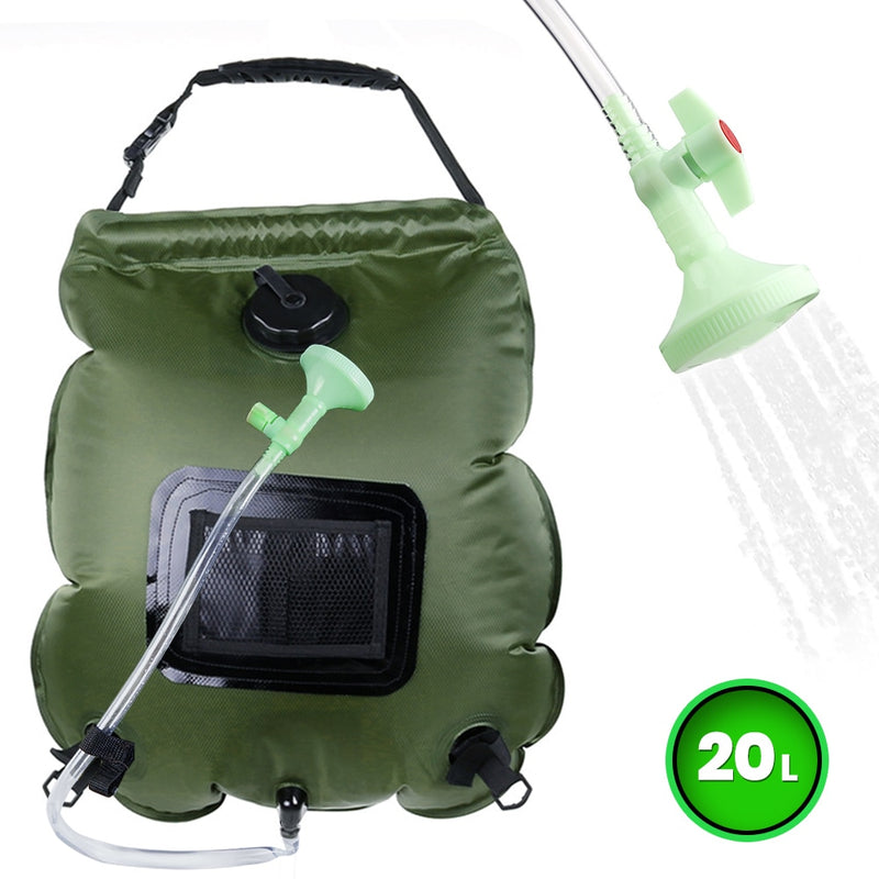 20L Portable Shower Bag with Switch Hose and Plastic Head Large Capacity Water Storage for Camping Outdoor Hiking Picnic Washing