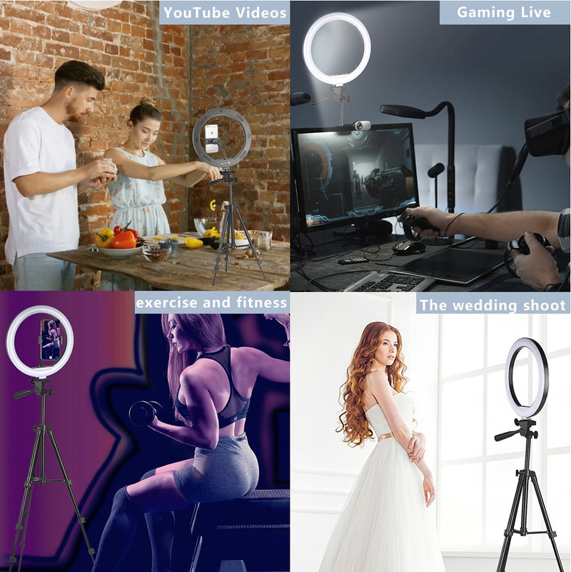 Desktop LED Ring Light Dimmable Phone Video Recording Round Fill Light for Youtube Tik Tok Video Photography Lighting RingLight