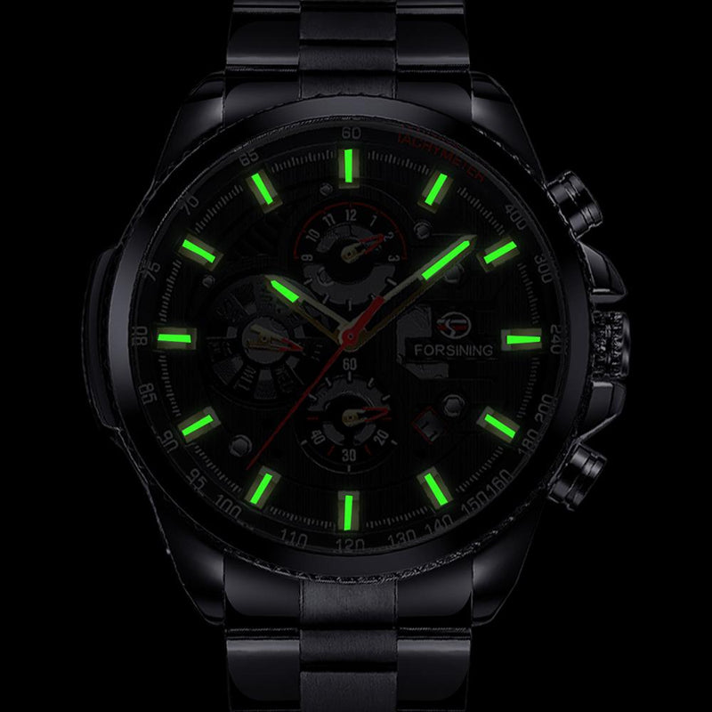 Forsining 2019 3 Dial calendario multifunción militar luminoso mano hombres mecánico deporte automático reloj de pulsera de marca superior de lujo