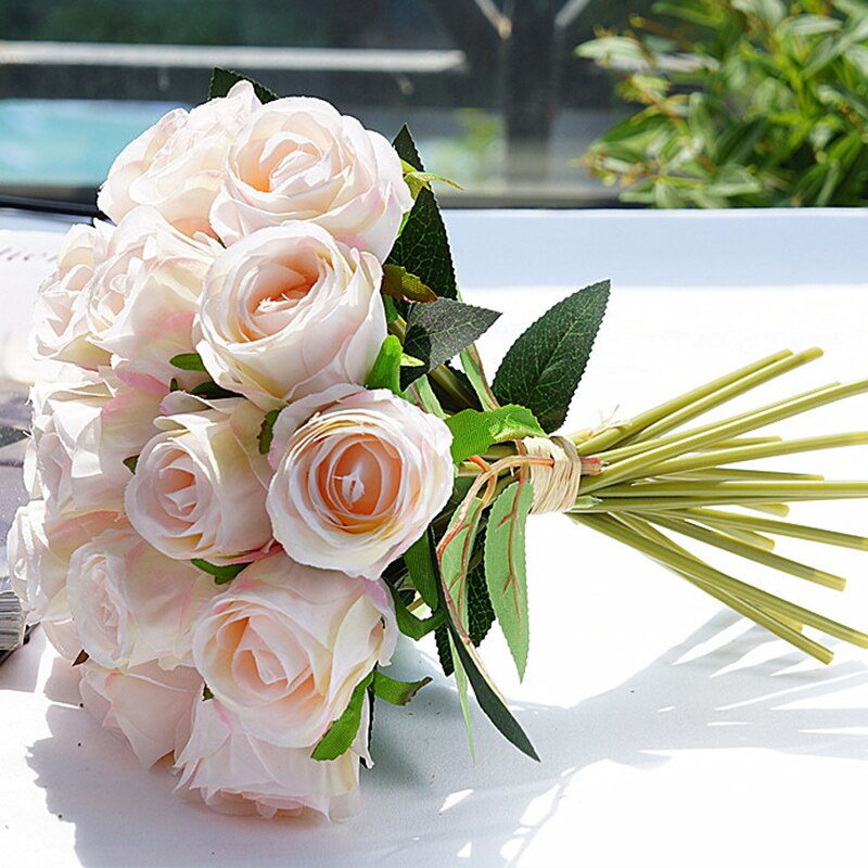 Rosa Kunstblumen aus Seide, Rosenstrauß für Zuhause, Hochzeitsdekoration, staubige Rose, künstliche Blume, Herbst, Tischdekoration, Partyzubehör