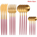 Black Tableware Forks Knives Spoons Cutlery Dinner Set Stainless Steel Cutlery Set Kitchen Flatware Set 16Pcs Luxury Dinnerware