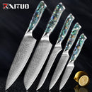 XITUO Damascus Steel knife Set 1-5 PCS Kitchen Tools Chef Knife Japanese Santoku Knives Boning knife Exquisite Shell Handle New