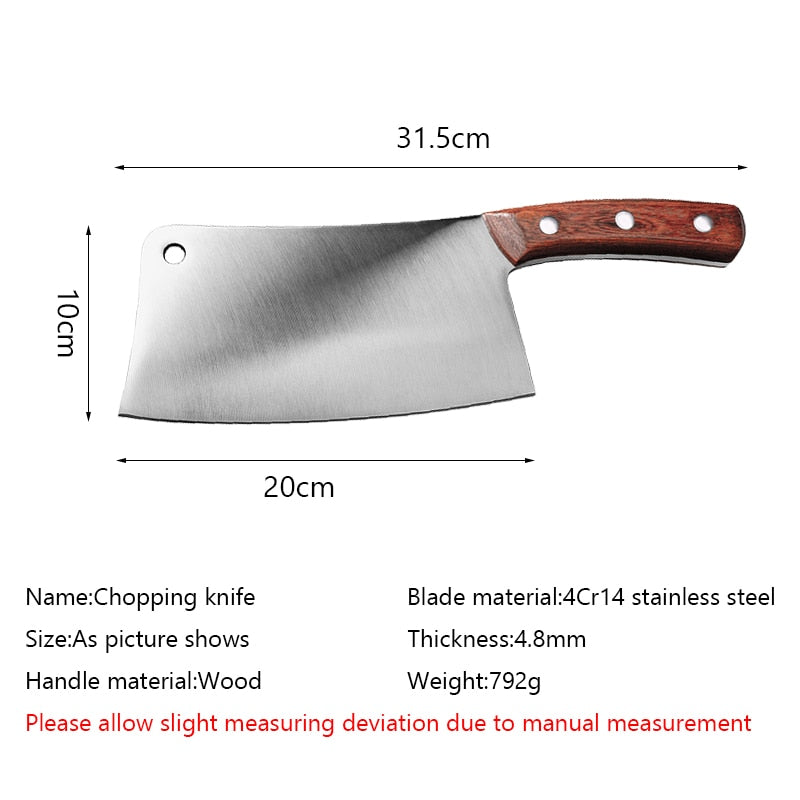 Big Bone Knives Chopping Knife 835g Stainless Steel Cleaver 5mm Blade Chopping Kitchen Knives Cutting Pork Bone 4Cr14mov Cutlery