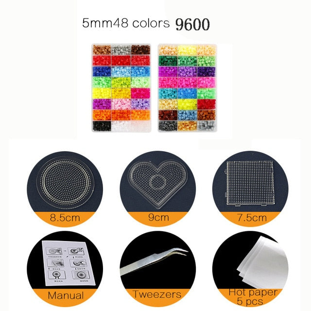 24/72 colors box set hama beads toy 2.6/5mm perler educational Kids 3D puzzles diy toys fuse beads pegboard sheets ironing paper