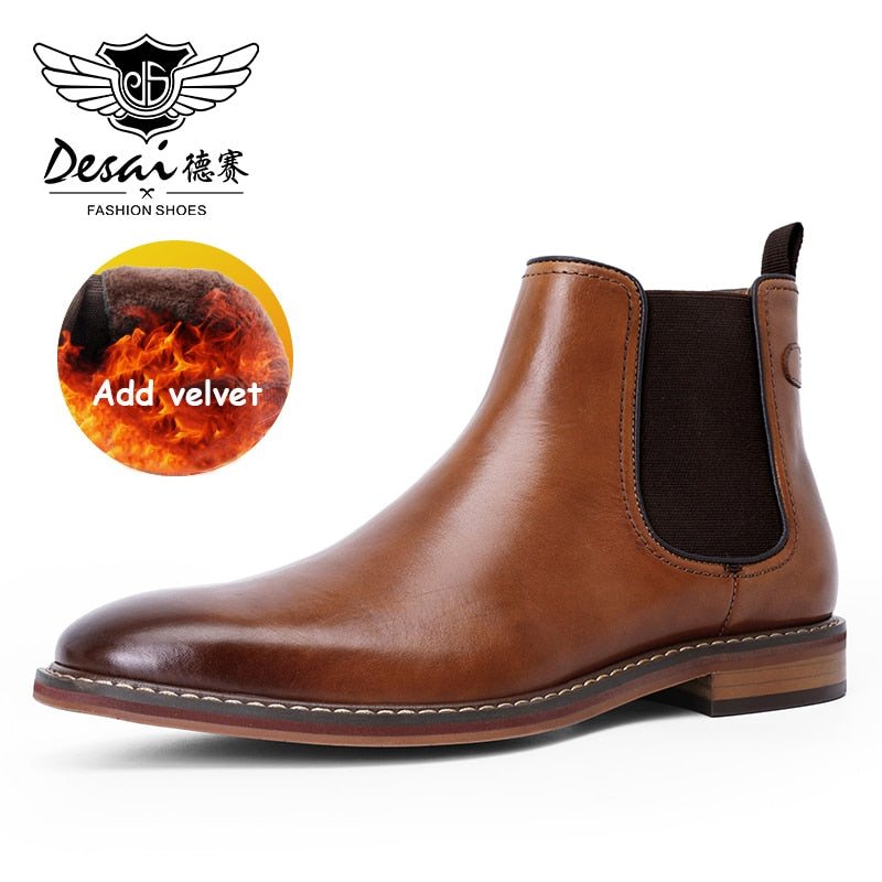 Botas Chelsea para hombre a estrenar Desai, suela inferior de piel de becerro auténtica, parte superior de piel de becerro, zapatos de bota hechos a mano interiores