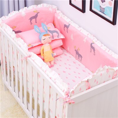 6Pcs Cartoon Baby Crib Bumpers Babies Bedding Sets Padded Baby Crib Rail Cot Bed Sheets Cotton  Customizable Baby Beddings Set