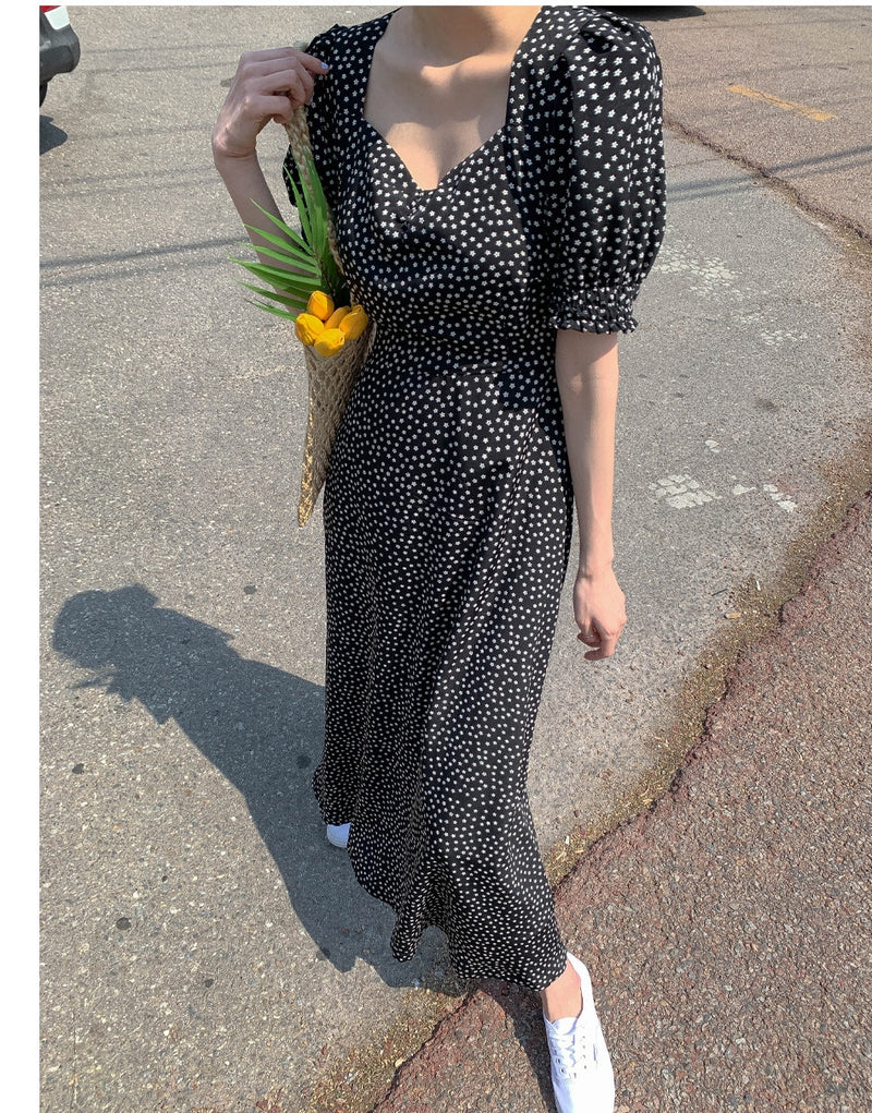 Vestido de verano DOT para mujer 2021 vestido con estampado Floral largo de noche para mujer Vintage Maxi fiesta playa vestidos de mujer Casual Light Prom