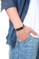 Vnox Casual Bracelets for Men Women Custom Engraving Stainless Steel Personalized Silicone Bangle