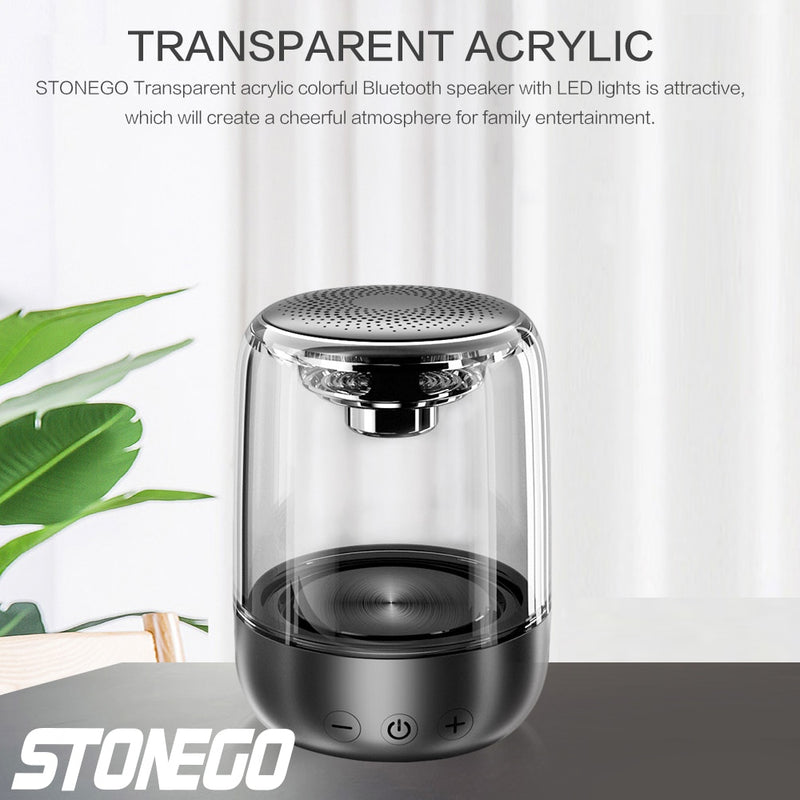 STOENGO True Wireless Stereo Speaker with Transparent Design, Breathing LED Light, TWS Bluetooth 5.0, TF Card &amp; AUX Audio Input