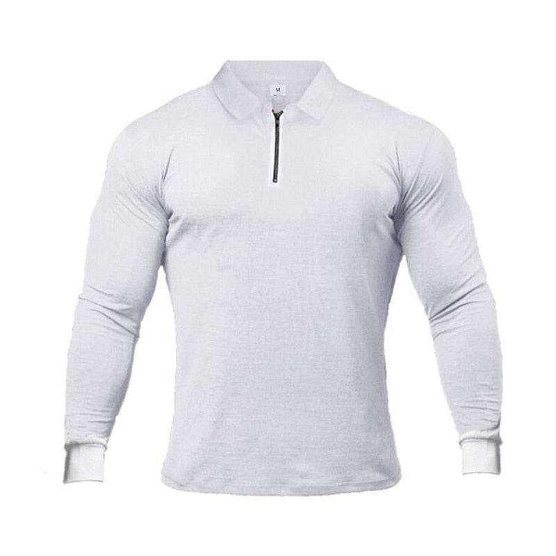 Polos de marca de manga larga para hombre de algodón sólido Fitness para hombre Slim Fit moda otoño transpirable Polo