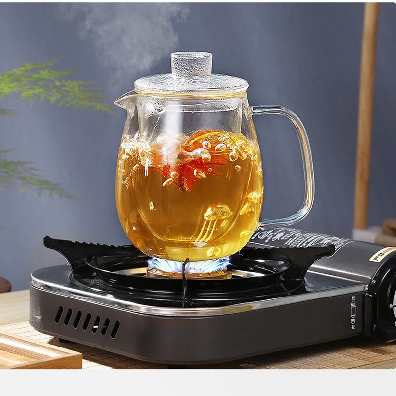 Household Teaware Glass Teapot for Stove Heat Resistant High Temperature Explosion Proof Tea Infuser Milk Rose Flower Tea Set