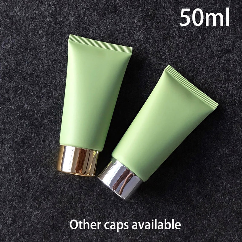 50ml Frost Plastic Soft Bottle Verde mate 50g Crema cosmética Limpiador facial Envase Pasta de dientes Loción Tubo Envío gratis