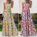 Vestido largo bohemio de verano para vacaciones, vestido de playa con estampado Floral Celmia para mujer, vestido veraniego Maxi sin mangas, Vestidos de fiesta holgados informales
