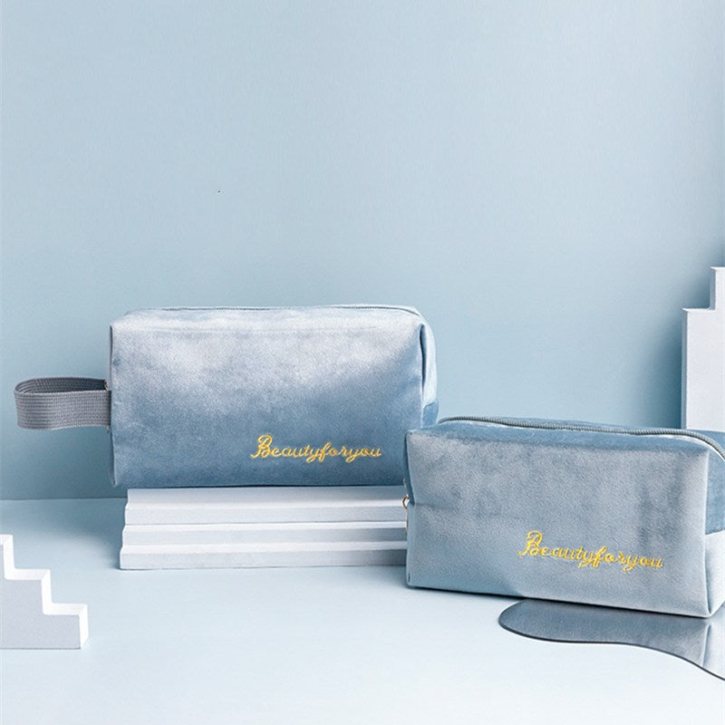 PURDORED 3 Pcs/set Velvet Cosmetic Bag Set Solid Women Makeup Bag Organizer Travel Toiletry Wash Bag Kit Neceser Kosmetyczka