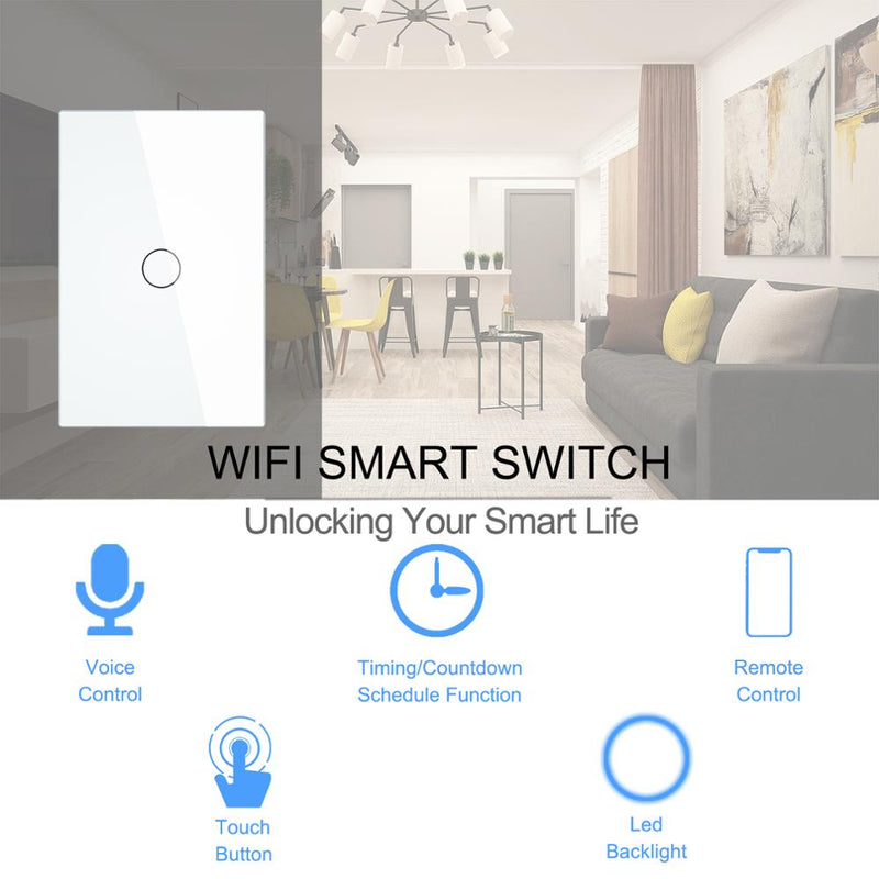 Smart Wifi Touch Switch Kein Neutralleiter erforderlich Smart Home 1/2/3 Gang Lichtschalter 220 V Unterstützung Alexa Tuya App 433RF Fernbedienung