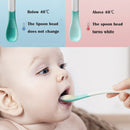 BC Babycare 2pcs Soft Baby Temperature Sensing Spoon BPA Free Food Infant Feeding Tools Flatware Sterilizable TPE Square Spoons