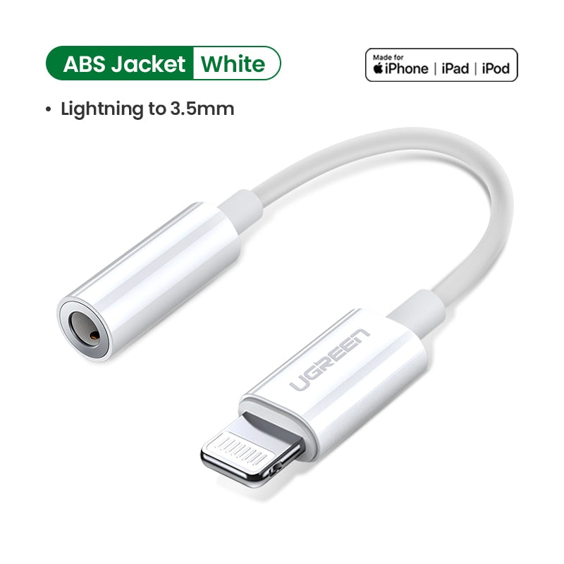 Adaptador UGREEN para iPhones MFi DAC Lightning a adaptador de auriculares de 3,5mm para iPhone 12 11 Pro max xr Cable auxiliar accesorios de teléfono