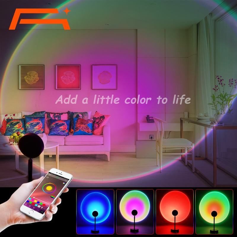 Sonnenuntergangs-Projektionslampe, USB-Anschluss, 180 ° drehbare LED-Projektorlampe, für die Schaffung von Selfie-Atmosphäre im Schlafzimmer