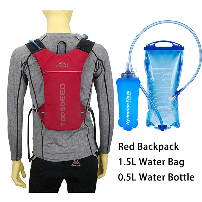 Ultraligero Trail Running Mochila Deporte al aire libre Ciclismo Hidratación Chaleco Paquete Mochila Bolsa 1.5L Bolsa de agua Vejiga