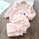Children Sleepwears Winter Flannel Velvet Pajamas Sets Baby Girls Pajamas Boys Pyjamas Cartoon Nightgown Warm Plush Nightclothes