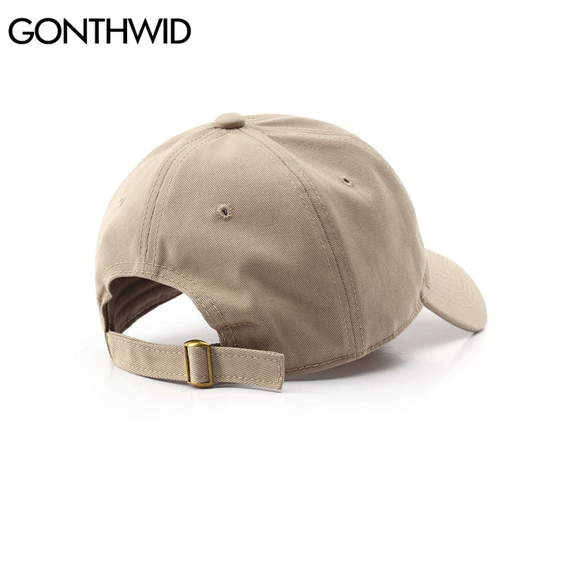 GONTHWID bordado pescado ajustable gorras de béisbol Casual Color sólido algodón curvado visera sombreros hombres mujeres moda sol sombrero