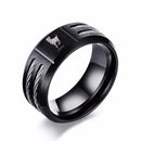 Vnox 12 Horoscope Ring for Men Black Stainless Steel Twisted Wia Insert Tough Man Anel Aries Leo Constellation Wedding Band