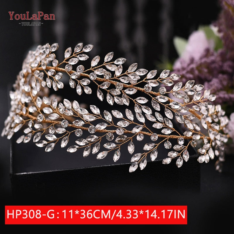 YouLaPan HP312 Bridal Hair Pieces Bridemaids Head Pieces Crystal Headbands for Women Jeweled Hair Accessories Rhinestone Tiara