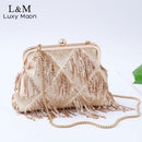 Fashion Lady Tassel Shoulder Bag Fashion Sequins Women Clutch Bag Female Metal Chain Handbag Party Purse Hasp Small bolsos X13H