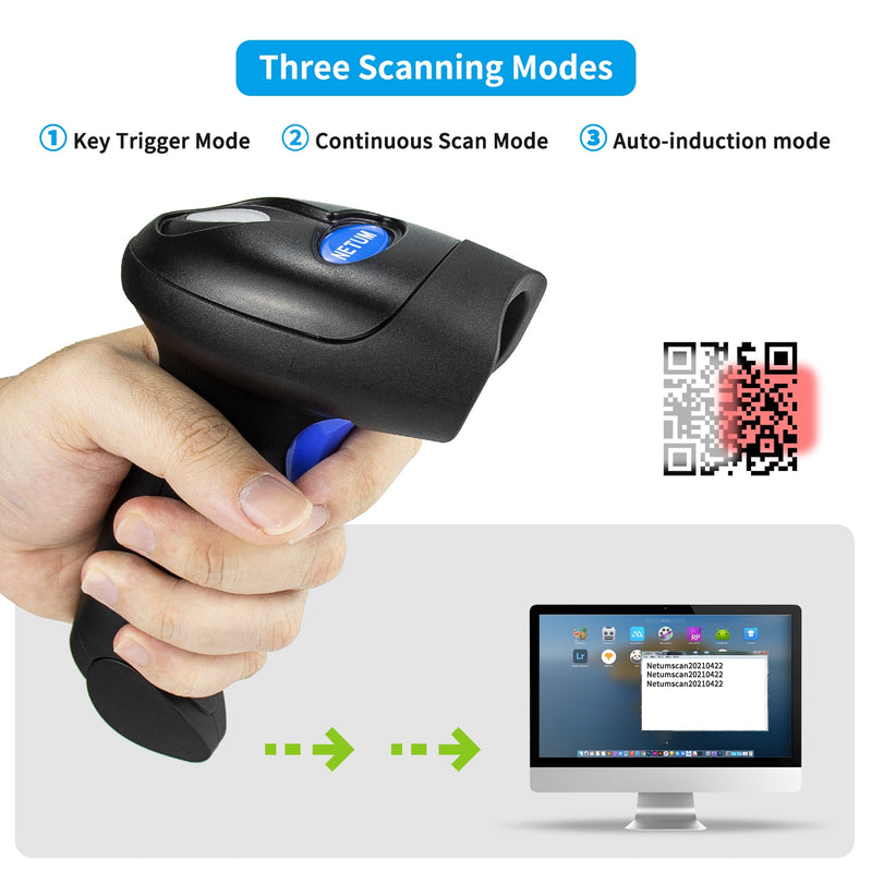 Escáner de código de barras 2D inalámbrico NETUM L8 y lector de código de barras QR 1D/2D con cable L5 PDF417 para terminal POS de inventario