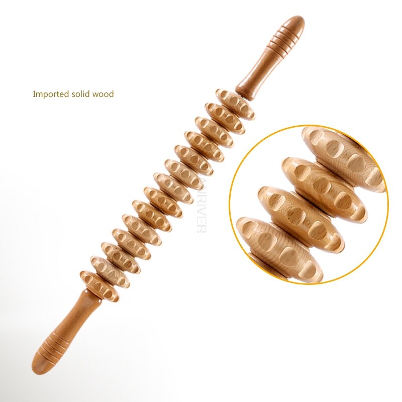 Meridian yoga stick body massager stomach back waist neck leg massage stick wooden roller massage hammer