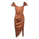 2021 New Women Dress Sexy Elegant Summer Autumn Party Evening Dresses Bodycon Slash Sleeve Clothes