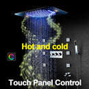 Sistemas de ducha LED con música Bluetooth, juego de ducha de lluvia, grifo de baño de cascada, mezclador termostático oculto, cabezal de ducha cromado