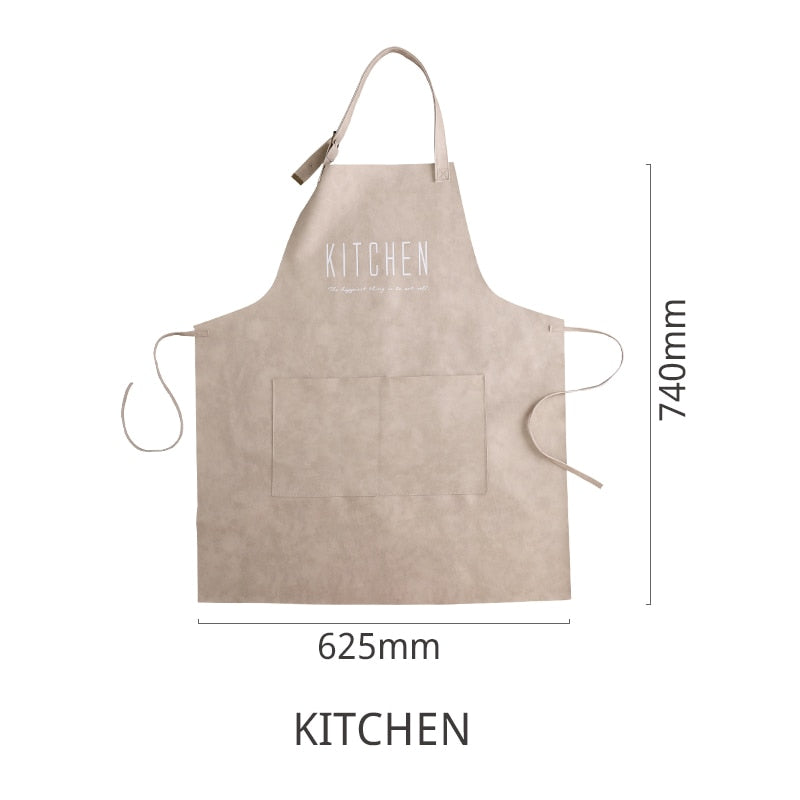 PU Leather Apron Household Waterproof Anti-oil Apron Adult Men And Women Fashion Cooking Apron