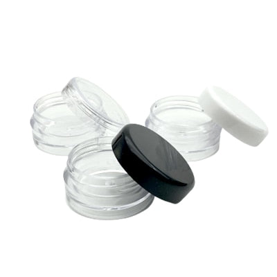 100 stücke 2g/3g/5g/10g/15g/20g Leere Kunststoff Kosmetik Make-up Glas Töpfe Transparente Probenflaschen Lidschatten Creme Lippenbalsam Behälter