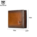 BULLCAPTAIN RFID Blocking Men's Leather Wallet Bifold Slim Wallet Multi-card Card Holder ID Wallet QB 05