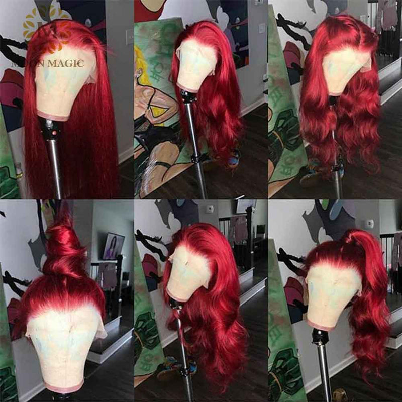 Red Lace Front Human Hair Wigs Full Lace Human Hair Wigs 99J Red Human Hair Wig 13x4 Lace Frontal Wig Pre Plucked Colored