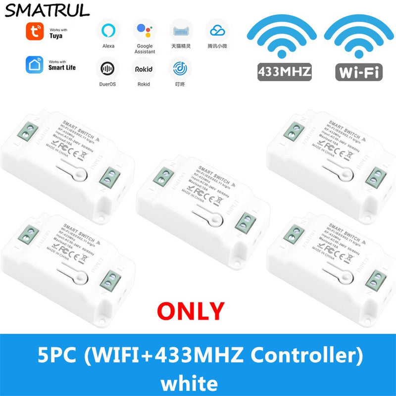 SMATRUL Tuya Smart Life Home APP WiFi + RF 433 MHz Schalter Licht Wand Relais Timer Modul Stimme Google Home Alexa 110 V 220 V 10 A Lampe