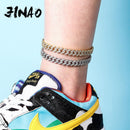 JINAO New 9&quot; 10&quot; Gold/Silver Color Anklet 9mm Charm Cuban Chain Anklet Iced Out Cubic Zirconia Anklet Gift Fashion Jewelry Gift