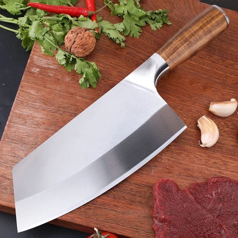 SHUOJI 4Cr13 Chef Knife 7 inch Chinese Kitchen Knives Meat Fish Vegetables Slicing Knife Super Sharp Blade Rosewood Cleaver